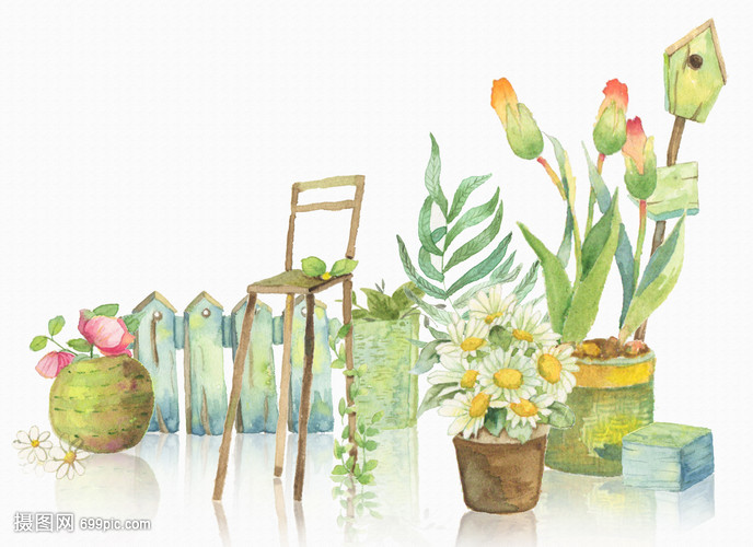 手绘水彩 花卉盆景的艺术魅力